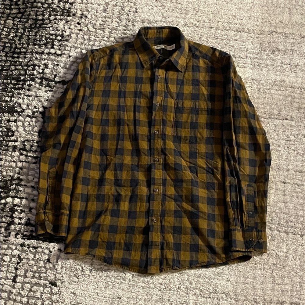 Faded Glory Men's Checkered Shirt - Navy and Mustard